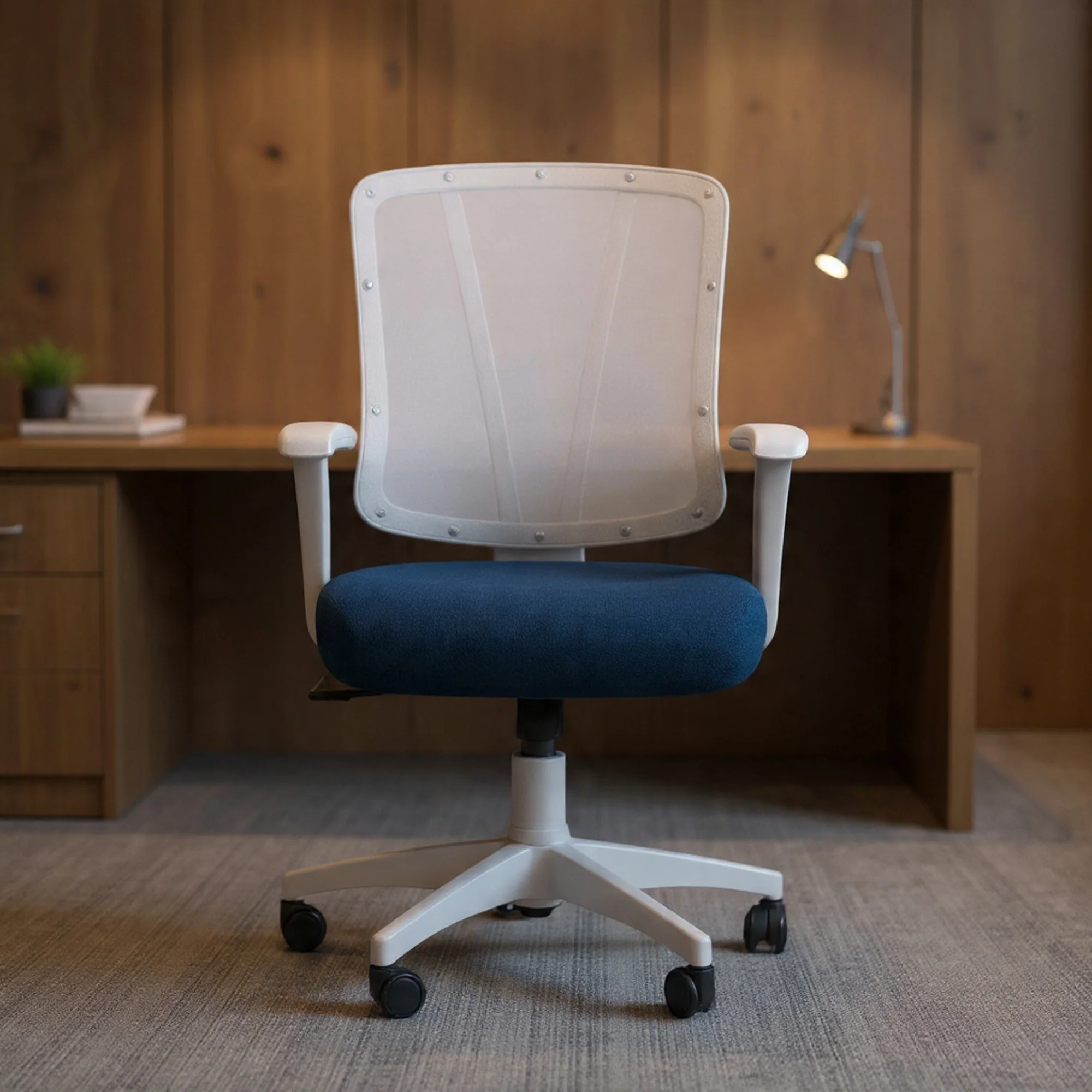 ⁦سكاي كرسي مكتب مودرن طبي شبك وسط متحرك فريم ابيض⁩ - الصورة ⁦5⁩