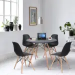 ترابيزة قرص MDF بأرجل خشب زان وشاسيه حديد GLHT 002